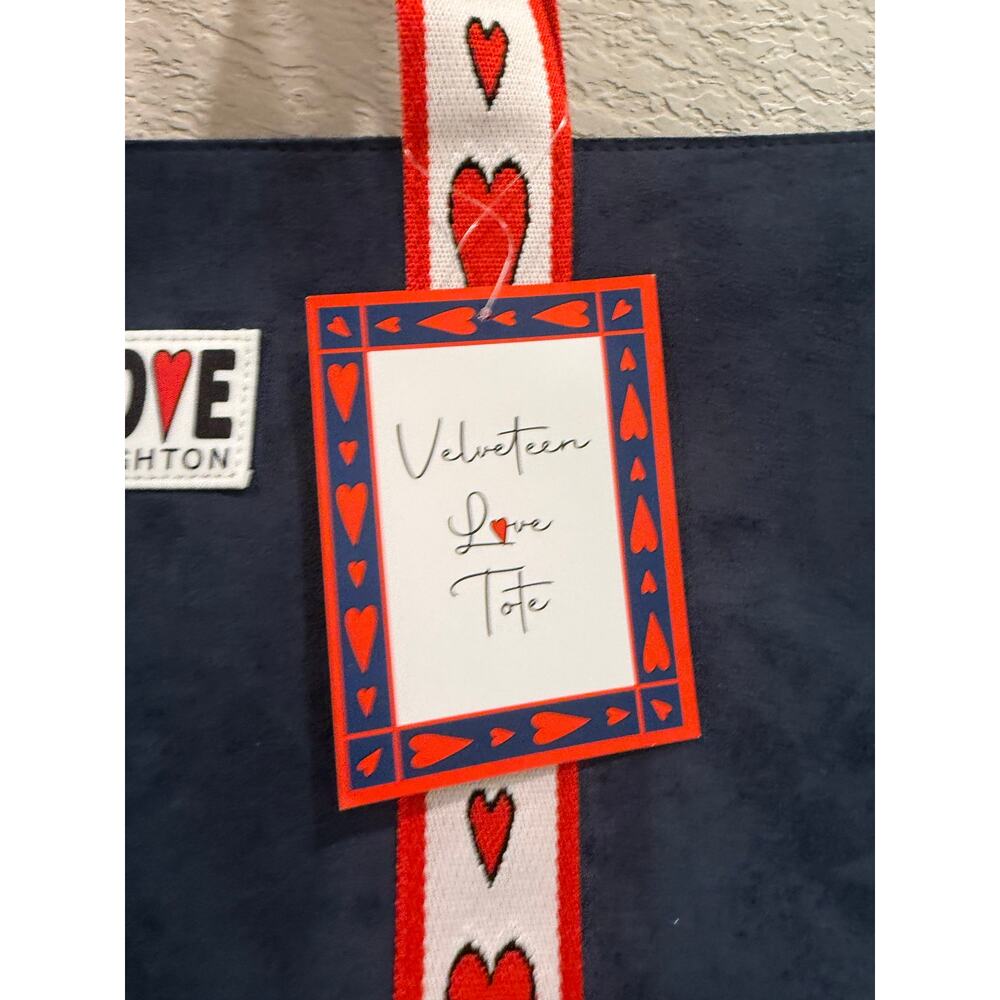 NWT BRIGHTON Limited Edition Velveteen Love Tote Bag Navy Blue - Picture 2 of 5